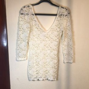 Sheer Ivory Lace Fitted Tunic